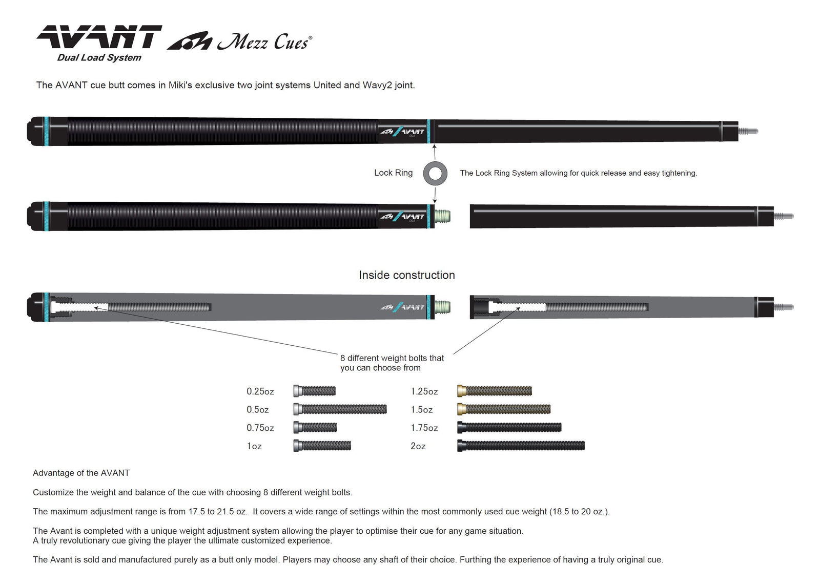 Avant Cue Wrapless Butt - Light Blue – Mezz USA
